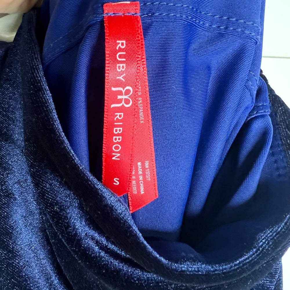 Ruby Ribbon Ruched Velour Dark Blue Set - Picture 9 of 11